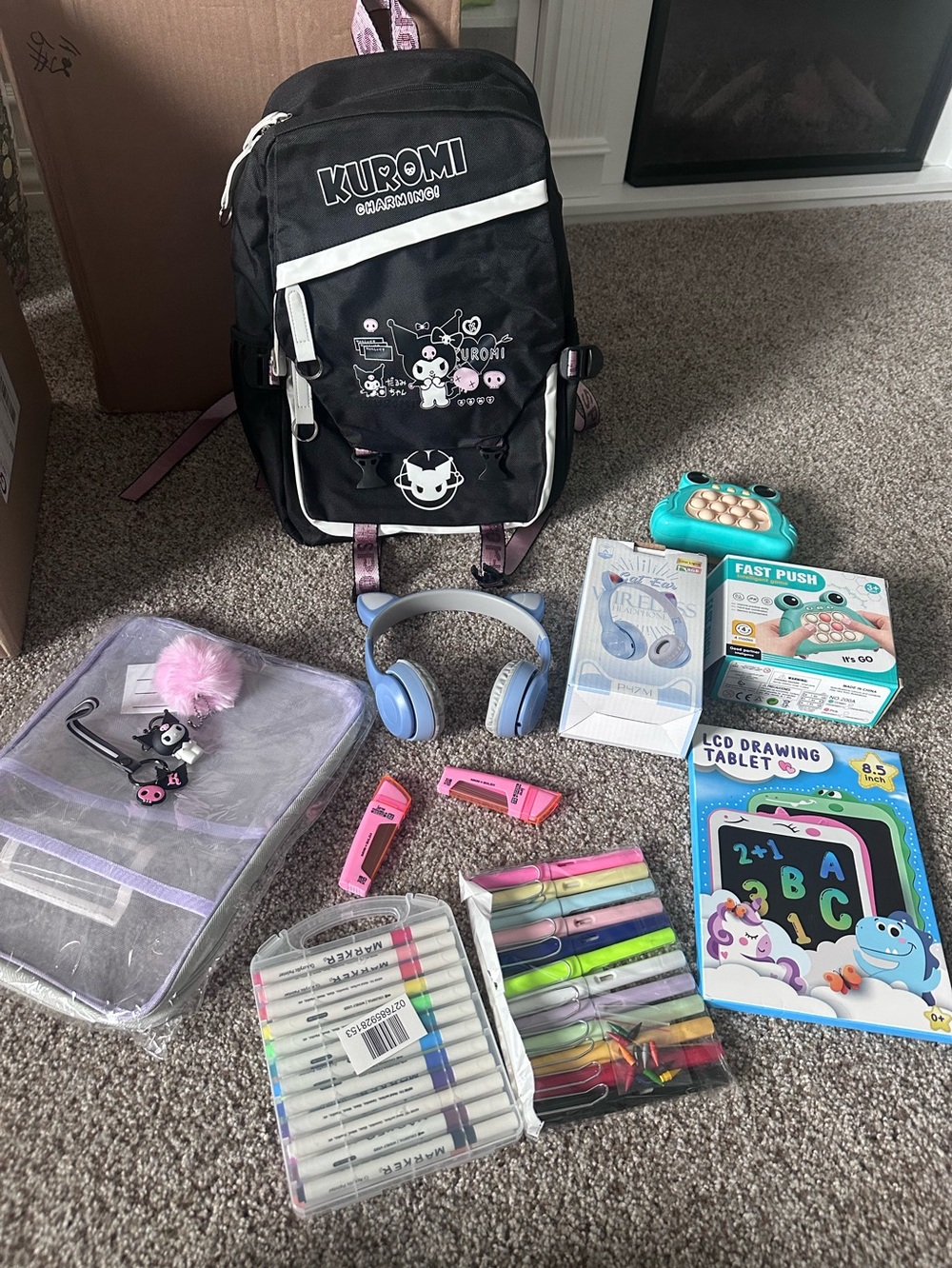 Kuromi backpack plus school supplies
